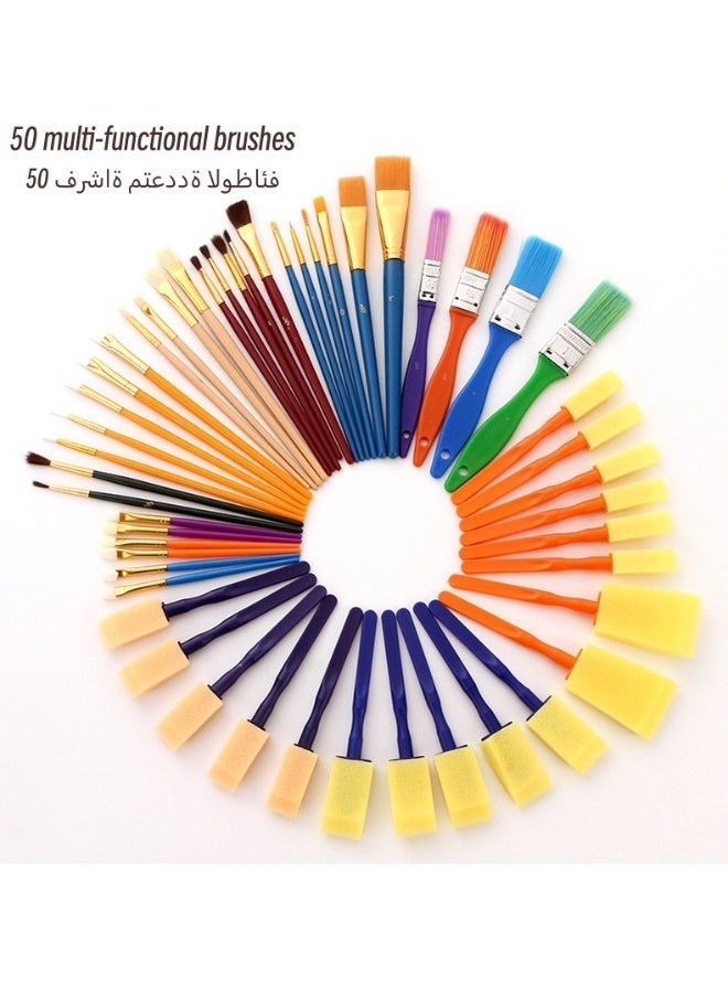 ZhuTing 50-Piece Professional Paint Brush Kit-Soft Durable Bristles,Nylon Hair Artist Acrylic Paint Brushes for Acrylic Oil Watercolor,Ideal for Painting,Art Class Projects - Image 1